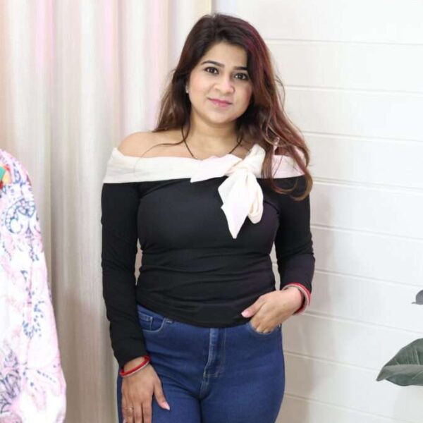 off shoulder patchwork top