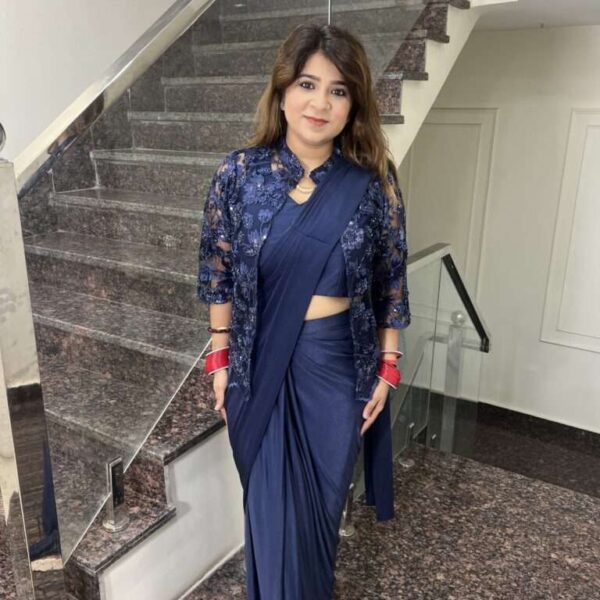 Midnight Muse Pre-Draped Saree with jacket  Set