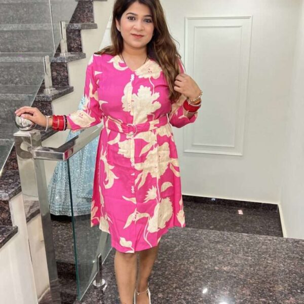 Pink Bloom Belted Dress