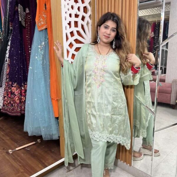 Meherbano Mint Green Embroidered Suit Set