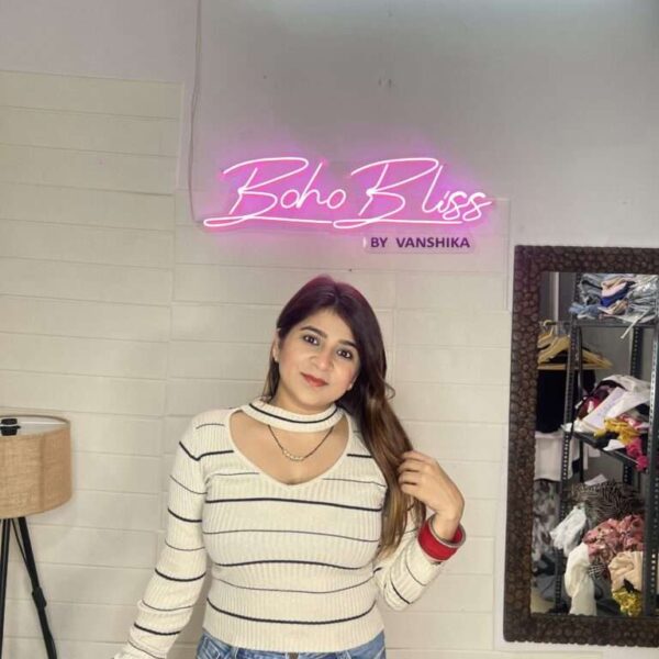 Parisian Stripe Choker Knit Top